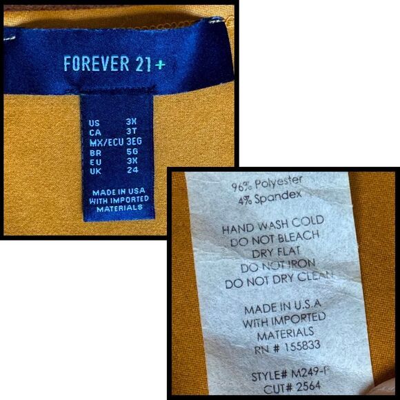 Forever 21+ Womens Dress Scoop Neck A-Line Midi 3X Mustard Fall Thanksgiving USA - Picture 8 of 8